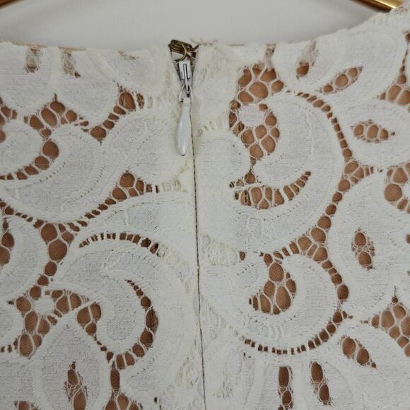 Misha Collection Rosie Lace Overlay Sheath Dress Size Small Ivory & Nude Stretch - Picture 11 of 14
